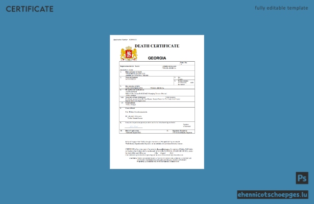 Georgia Personenstandsurkunde (Sterbeurkunde) – Beispiel als Word- und PDF-Datei (Vorschau)